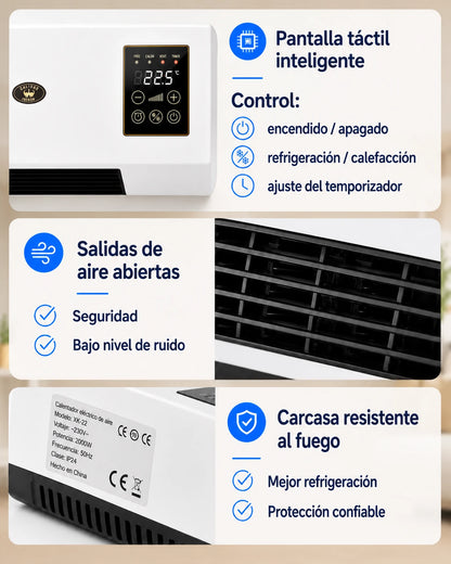 ClimaDuo: pantalla táctil, salidas de aire y carcasa resistente al fuego