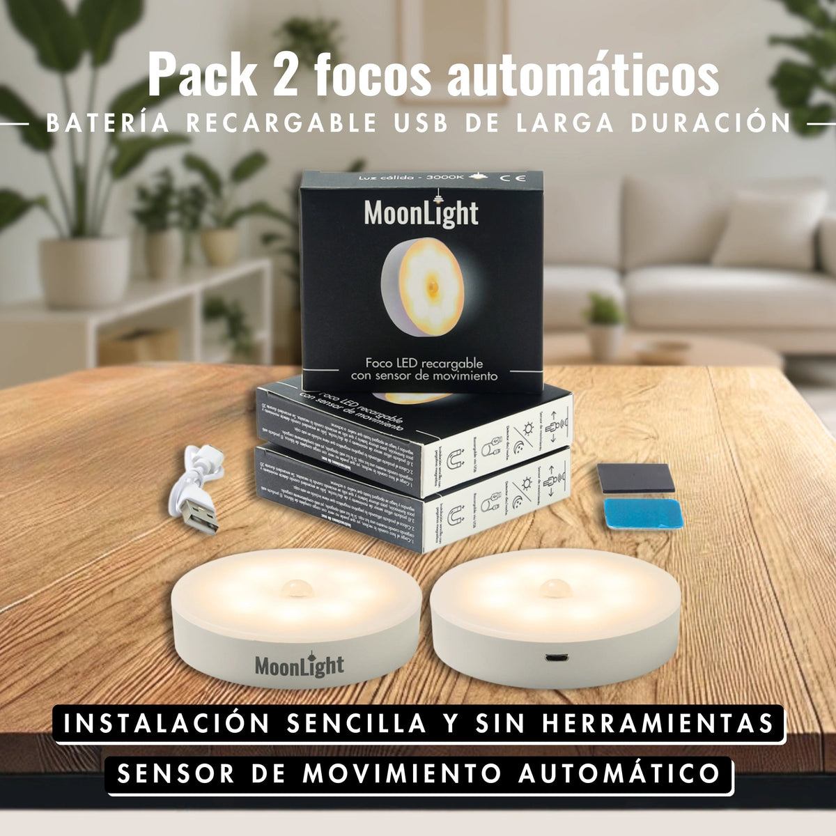 Foco LED recargable con sensor de movimiento – Compra 1 y Llévate 2